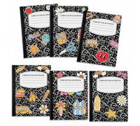 Eaasty Composition Notebook Wide Ruled Paper Assorted Marble Aesthetic Composition Notebook 100 Page 7.5" x 9.75" Journal Gift for Back to School First Day of School Students Teacher(6 Pcs,Classic)