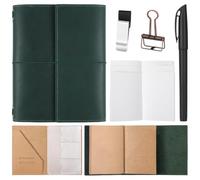 Eaasty Juego de cuadernos de piel auténtica recargable, diario de viaje A5 con soporte para bolígrafos, ranuras para tarjetas, 3 recambios, bolsillo de PVC, regalo para viajes, trabajo, organizador de