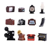 Eabdice 12 Piezas Mini Muebles Retro, Electrodomésticos en Miniatura Vintage, Decoración de Resina Artesanía Fotografía Prop Adornos de Resina
