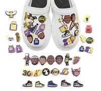 Eabdice 30 Piezas Shoe Charms Tema de Baloncesto, Adornos De PVC Para Zapatos, Mini decoraciones de dibujos animados estilo baloncesto, decoraciones de zapatos adecuadas para niños y niñas