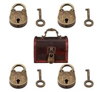 Eabdice 4 Piezas Mini Candado Decorativo Vintage con Llave, en Forma de Oso, Metal Antiguo para Taquilla, Maleta