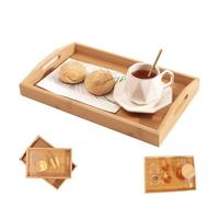 Eabdice Tablero De Desayuno De Madera, Bandeja con Manija, Plato De Desayuno Rectangular De Plato De Té, para El Desayuno, Té, Mesa De Café, Cocina Deco Cama