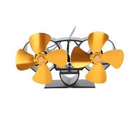 EABKLPQRS Ventilador para estufa de leña, Estufa de calor con ventilador, 4 aspas, aleación aluminio for estufa leña, calentador queroseno, Multicolor(Gold)