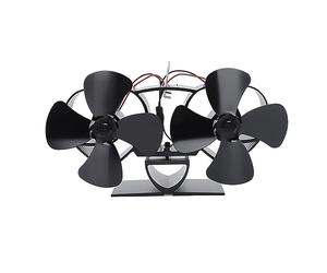 EABKLPQRS Ventilador para estufa de leña, Estufa de calor con ventilador, 4 aspas, aleación aluminio for estufa leña, calentador queroseno, Multicolor(Black)