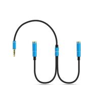 Eacam Cable Divisor de de 3,5 Mm Macho 3,5 Mm a 2 Puertos Hembra, Elegante Adaptador Cable Auxiliar 30 Cm para IPods y Altavoces, Azul (Negra)