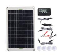 Eacam Cargador de Panel Solar de 50 W, Kit Panel Solar, Kit EnergíA Portátil, Controlador Carga Silicio Monocristalino 30 A con Ventosas Cable Conexión par