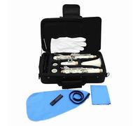 Eacam Clarinete Si Bemol 17 Teclas ABS Boquilla de Clarinete Soprano con Estuche Acolchado 10 Cañas Estuche de Caña Paño Limpieza Destornillador para Estudiantes Principiantes (white)