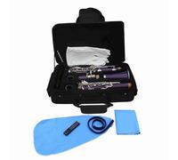 Eacam Clarinete Si Bemol 17 Teclas ABS Boquilla de Clarinete Soprano con Estuche Acolchado 10 Cañas Estuche de Caña Paño Limpieza Destornillador para Estudiantes Principiantes (purple)