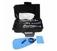 Eacam Clarinete Si Bemol 17 Teclas ABS Boquilla de Clarinete Soprano con Estuche Acolchado 10 Cañas Estuche de Caña Paño Limpieza Destornillador para Estudiantes Principiantes (dark blue)