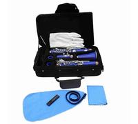 Eacam Clarinete Si Bemol 17 Teclas ABS Boquilla de Clarinete Soprano con Estuche Acolchado 10 Cañas Estuche de Caña Paño Limpieza Destornillador para Estudiantes Principiantes (blue)