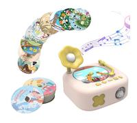 Eacam Fonógrafo de Diseño IP de Conejo, Encantadores Dibujos Animados Retro, Contenido Educativo, Educación Infantil, Iluminación Ambiental, Juguete Sensorial Musical para Niño y (Rosa,)