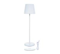 Eacam Lámpara de Mesa LED Portátil, Control Táctil, Lámpara de Escritorio Regulable Continua, Luces Recargables para Mesita Noche, Atmósfera Metal Simple, Interruptor (Blanco 2000mAh)
