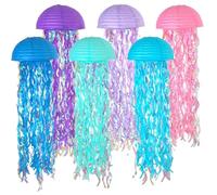 Eacam Linternas de Papel de Medusas Colores, Paquete 6, Fáciles Colgar, Uso Versátil, Diseño Semicircular y Película Color.Vibrante Decoración del Hogar para Bodas y f (Rosa)