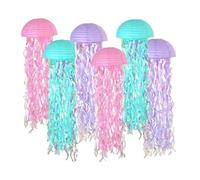 Eacam Linternas de Papel de Medusas Colores, Paquete 6, Fáciles Colgar, Uso Versátil, Diseño Semicircular y Película Color.Vibrante Decoración del Hogar para Bodas y f (Púrpura claro)