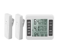 Eacam Termómetro de Refrigerador de Alarma Audible Digital Inalámbrico con Pantalla min/Pantalla Máxima del Sensor de 2 Piezas, Pantalla LCD Fácil de Leer en Interiores y Al Aire