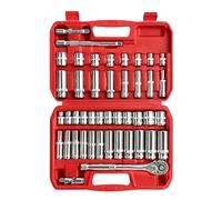 EACELIY Juego de 44 llaves de impacto de 3/8 pulgadas, SAE/métrico, profundo y poco profundo con trinquete de cabeza de accionamiento de 3/8 pulgadas, junta universal, barra de extensión (3 pulgadas y