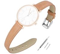 EACHE Correas de Reloj de Piel Flor para Mujer Correas de Cuero para Dama Resistentes al Sudor, Hebilla italiana de plata marrón claro, 20mm