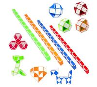 EACHHAHA 12 Piezas Mini Serpiente Mágica con 24 Secciones, Magic Snakes Twist Toy, Rompecabezas 3D Regalos de Fiesta de cumpleaños, Colegio de para niños y Adultos (4 Colores)