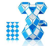 EACHHAHA Magic Snake Puzzles Serpiente mágica 48 Secciones-Juguetes educativos antiestrés-Regalos cumpleaños niños Colegio(Gran Azul y Blanco*1)