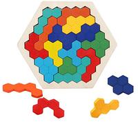 EACHHAHA Wooden Hexagon Puzzles Box Toys,Brain Teasers Wooden Puzzle Block,Educational Puzzles Toys,Tangram Puzzles For Kids 3 4 5 6 Years Old