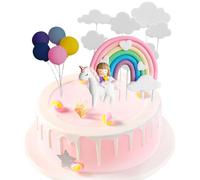 EACHPT Decoración para Tarta de Unicornio Decoración de Pasteles Cumpleaños Nube Arcoiris Globos Unicornio Cake Toppers Kit Toppers para Tartas para Cumpleaños de Infantiles Tiesta de Baby Shower