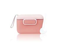EACHPT Dosificador Leche En Polvo, 450ML Un toque Dispensador Leche En Polvo Bebe, Dosificador Leche En Polvo Bebe, con cubierta de anillo de silicona sellada, barra niveladora y cuchara, (Rosa)