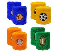 EACHPT Muñequera Infantil, 8 Piezas Deportiva Sudor, Muñequeras Elásticas de Esponja Coloridas, para Niños y Niñas 4 Pares