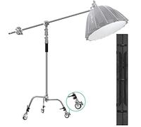 EACHSHOT C Soporte con ruedas para bolsa Máx. 8,5 pies/260 cm con brazo de sujeción de 108 cm Cabezal de agarre de 2 piezas para Godox AD400 Pro AD600 Pro AD600BM para estudio de fotografía Video Mono