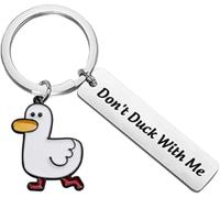 EACTEL Llavero de pato de dibujos animados con texto en inglés "Don't Duck with Me", regalo para novio, marido, novia, pareja (plateado)