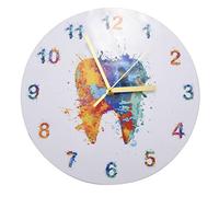 EACTEL Reloj de pared con impresión de pintura de dientes en acuarela, clínica dental, arte de pared, sin tictac, reloj de pared ortodoncista dentista