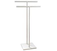 EADOT Toallero de pie en Forma de T Doble con Base de diseño de mármol para Suelo de baño Junto a la bañera o Ducha, Soporte para Toallas de 2 Niveles, Acero Inoxidable, níquel Cepillado