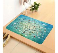 EAEQKOUC 1 Pack Bright Birds and Blue Trees Printed Welcome Doormats - Non-Slip Polyester mats, Highly Absorbent, Perfect for Home Decor 3D-50x80cm