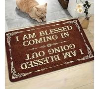 EAEQKOUC 1pc, Faithgee, Soy un Felpudo Bendecido, Alfombra de Bienvenida, Soy un Felpudo Bendecido, Alfombrilla, Puerta de Entrada Interior/Exterior 3D-50x80cm