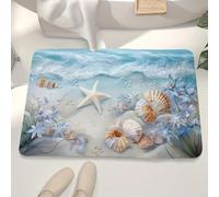 EAEQKOUC 3D 3D Doormat - Non-Slip, Washable Polyester Flannel Mat with Ocean and Shell Design for Bathroom, Bedroom-40x60cm