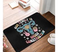 EAEQKOUC 3D 3D Nuestra Familia está en construcción Anuncio de Embarazo Adorable Felpudo Antideslizante Felpudo de Suelo Entrada al Dormitorio Alfombrillas para los pies - 50x80cm