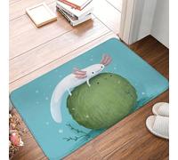 EAEQKOUC 3D Ajolote 3D sobre un Felpudo Antideslizante Bola Musgo Felpuda Suelo Alfombra Alfombra Dust-proo para Entrada a la Cocina Alfombrillas Apoyo para los pies del baño del hogar-50x80cm