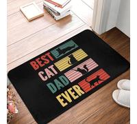 EAEQKOUC 3D Best Cat Dad Ever Doormat Mat Anti-Slip Fathers Day Gift Bathroom Kitchen Balcony Rug Carpet-40x60cm