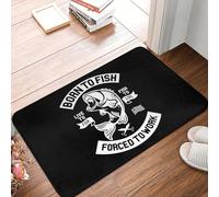 EAEQKOUC 3D Born To Fish Forced To Work Front Door Mat Anti-Slip Indoor Quick Dry Fishing Doormat Garden Garage Entrance Rug Carpet-50x80cm