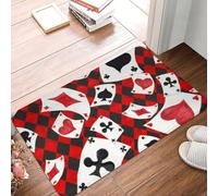EAEQKOUC 3D Cartas póker 3D Personalizadas y Frescas, patrón Suelo, Puerta, baño, Alfombrilla Cocina, Juego Cartas Juego Azar en Interior, Felpudo Entrada, Alfombra Entrada al baño, Alfombra 60x90cm
