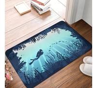 EAEQKOUC 3D Deep Sea Caveran Diver Felpudo Antideslizante Cocina Baño Alfombra Jardín Garaje Piso Puerta Alfombra de Entrada-60x90cm