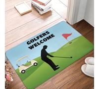 EAEQKOUC 3D Golfistas Bienvenidos Puerta de Entrada Alfombra de Entrada al Aire Libre Cocina al Aire Libre Baño Alfombra de Garaje Alfombra-40x60cm
