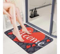 EAEQKOUC 3D Romantic 'Welcome to Our Home' Heart Doormat Non-Slip Floor Mat, Perfect for Valentine's Day and Home Decor-60x90cm