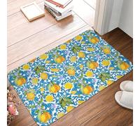 EAEQKOUC 3D Summer Fruit Lemons Mediterranean Tiles Front Floor Door Entrance Mats Indoor Bath Kitchen Doormat Toilet Carpet Rug-60x90cm