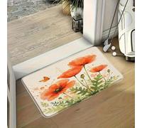 EAEQKOUC Alfombra 3D Esterilla de baño de Franela de Amapolas Naranjas, Tejido de Punto Suave, 00% poliéster, diseño Digital de Acuarela con pétalos Decoraciones navideñas
