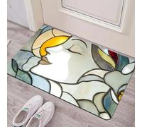 EAEQKOUC Alfombra 3D Esterilla de Interior Stained Glass Art Girl Design - Felpuda Gruesa y Lavable a máquina para Entrada, salón, Dormitorio, Cocina