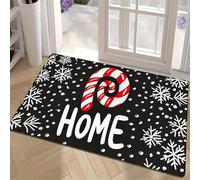 EAEQKOUC Alfombra 3D Felpudo Antideslizante de Franela navideña con Esponja Gruesa, Acolchado - Diseño Festivo de bastón de Caramelo y Copos de Nieve, la máquina fue