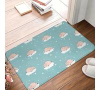 EAEQKOUC Alfombra 3D Felpudo de Franela Antideslizante con patrón caprichoso de Nube de Cerdo y Cuerno de Unicornio - Felpudos de Bienvenida Azul Claro rectangulares para Interior