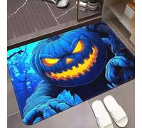 EAEQKOUC Alfombra 3D Felpudo de Halloween Pumpkin Monster - Tapete Antideslizante para el baño con diseño de Calabaza Jack-o-Lantern, poliéster de Gran Peso, Decoraciones navideñas M