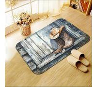 EAEQKOUC Alfombra 3D Felpudo rústico Vaquero, diseño de Botas y Sombreros del Oeste, Ideal para baño, Dormitorio, Entrada al salón, decoración para Acampada al Aire Libre Decoraciones navideñas