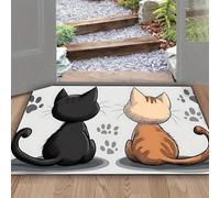 EAEQKOUC Alfombra 3D Gatito de Dibujos Animados Espera a Que vuelvas a casa Felpudo de Bienvenida Esterilla de baño para el salón para Dormitorio